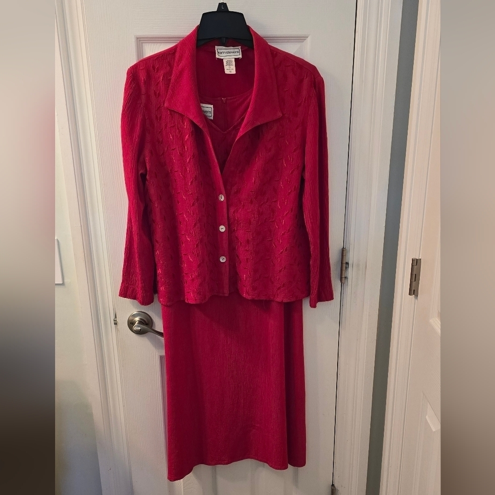 Vintage 90s Karin Stevens 2 Piece Dress And Jacket, Size 12 (1028)